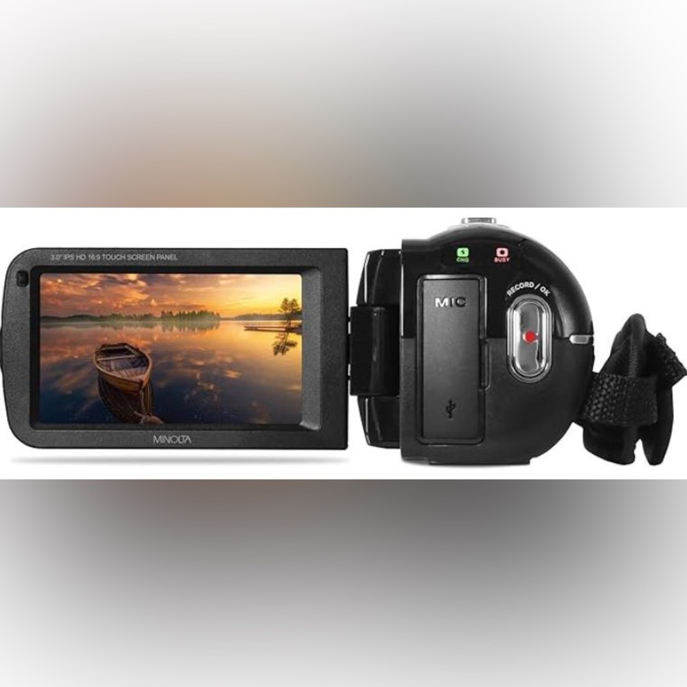 Minolta MN260NV 1080P FHD 30 MP Night Vision Camcorder & 128GB Memory Flash Card